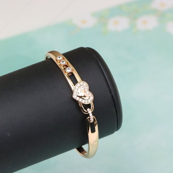 Rose Gold Bangle with Crystal Heart Center, XPBL0579 - Picture 8 of 12